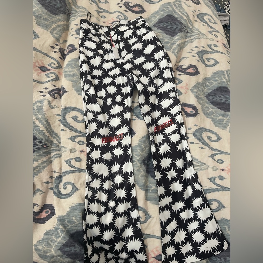 NWT Fiorucci black silk pants size xs.